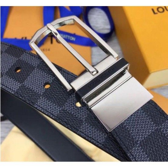 Replica Louis Vuitton M6067S Pont Neuf 35mm Belts Damier Cobalt Canvas Buckle