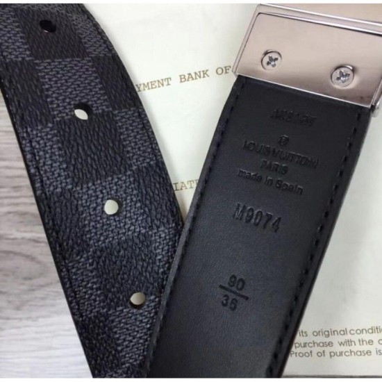 Replica Louis Vuitton M6067S Pont Neuf 35mm Belts Damier Cobalt Canvas Buckle