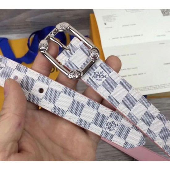 Fake Louis Vuitton M9942U Malletier 25MM Damier Azur Womens Belts Buckle Replica