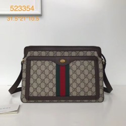 Replica Gucci GG Supreme Medium Shoulder Bag 523354 Brown