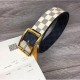 Fake Louis Vuitton M0040Q Reverso 40mm Reversible Mens Belt Damier Azur And Damier Graphite Canvas Gold Buckle Replica