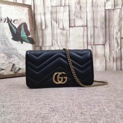 Replica Gucci GG Marmont Studs Mini Should Bag 488426 Black