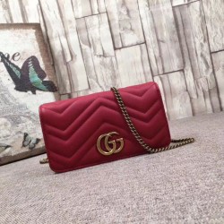 Replica Gucci GG Marmont Studs Mini Should Bag 488426 Red