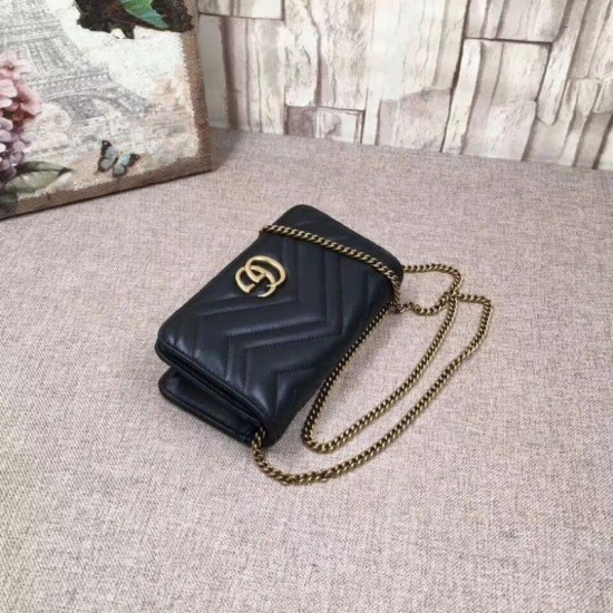 Replica Gucci GG Marmont Studs Mini Should Bag 488426 Black