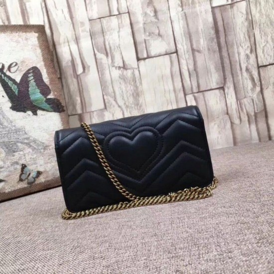Replica Gucci GG Marmont Studs Mini Should Bag 488426 Black