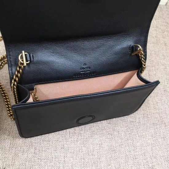 Replica Gucci GG Marmont Studs Mini Should Bag 488426 Black
