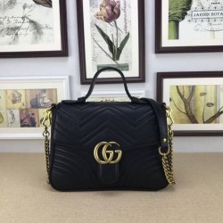 Replica Gucci GG Marmont Small Top Handle Bag 498110 Black