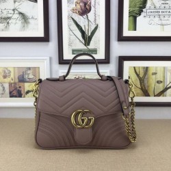 Fake Gucci GG Marmont Small Top Handle Bag  498110 Pink Replica