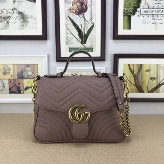 Replica Gucci GG Marmont Small Top Handle Bag 498110 Pink Fake Gucci GG Marmont Small Top Handle Bag 498110 Pink Replica