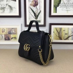Replica Gucci GG Marmont Small Top Handle Bag 498110 Black