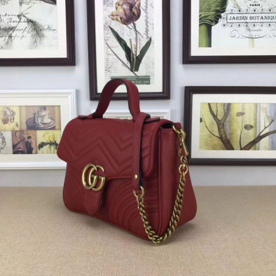 Replica Gucci GG Marmont Small Top Handle Bag 498110 Red Replica Gucci GG Marmont Small Top Handle Bag 498110 Red