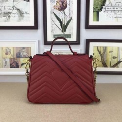 Replica Gucci GG Marmont Small Top Handle Bag 498110 Red Replica Gucci GG Marmont Small Top Handle Bag 498110 Red