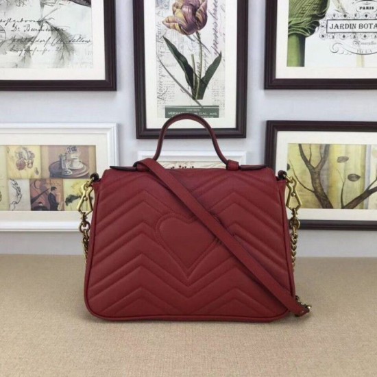 Replica Gucci GG Marmont Small Top Handle Bag 498110 Red Replica Gucci GG Marmont Small Top Handle Bag 498110 Red