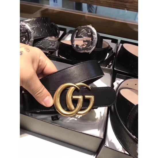 Replica Gucci Leather Belts With Double G Buckle 397660 AP00N 1000