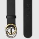 Replica Gucci Leather Belt With Bi-colour Interlocking G Buckle 295777 BGH0N 1000