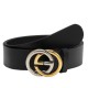 Replica Gucci Leather Belt With Bi-colour Interlocking G Buckle 295777 BGH0N 1000