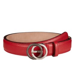 Fake Gucci Leather Belts With Contrast Interlocking G Buckle 295704 CAO0N 6420 Replica