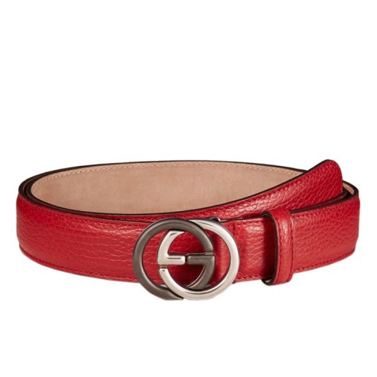 Fake Gucci Leather Belts With Contrast Interlocking G Buckle 295704 CAO0N 6420 Replica