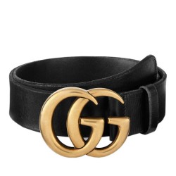 Fake Gucci Leather Belts With Double G Buckle 409416 CVE0T 1000 Replica Replica Gucci Leather Belts With Double G Buckle 409416 CVE0T 1000