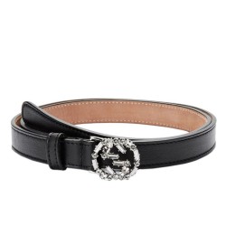 Fake Gucci Metallic Leather Belt With Crystal Interlocking G Buckle 354380 AP00K 1000 Replica Replica Gucci Metallic Leather Belt With Crystal Interlocking G Buckle 354380 AP00K 1000