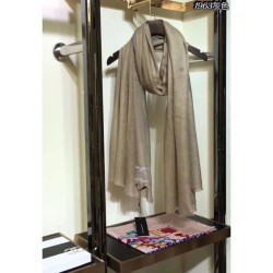 Replica Gucci Cashmere Long Scarves Embroidery Logo Gray