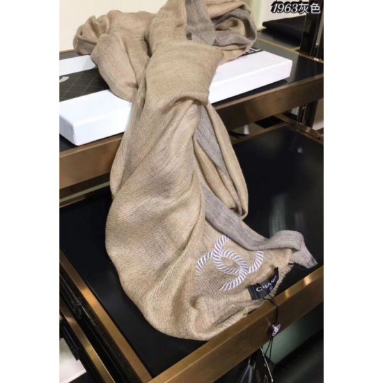 Replica Gucci Cashmere Long Scarves Embroidery Logo Gray