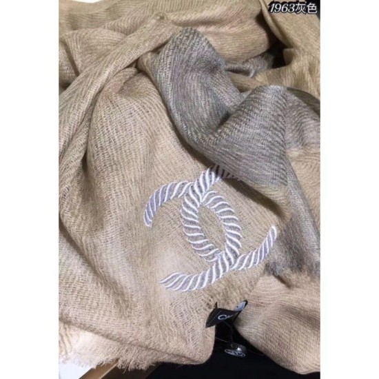 Replica Gucci Cashmere Long Scarves Embroidery Logo Gray