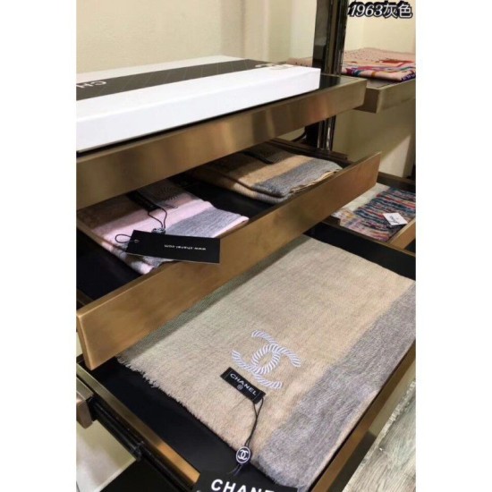 Replica Gucci Cashmere Long Scarves Embroidery Logo Gray
