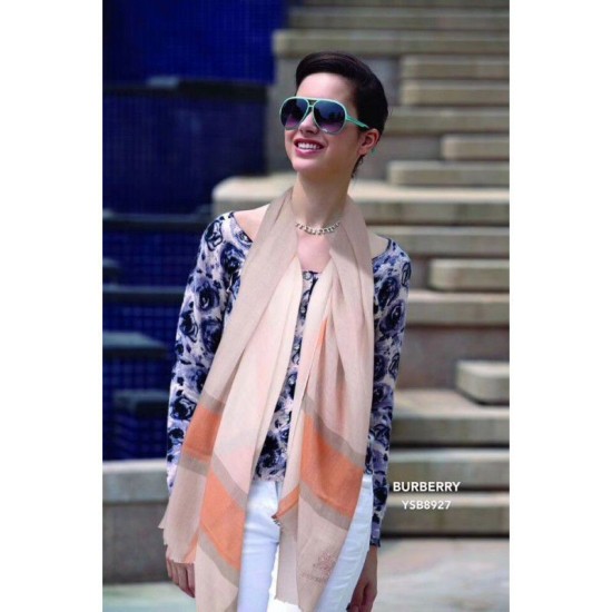 Fake Gucci Check Modal Cashmere and Silk Scarf Apricot Replica