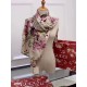 Fake Gucci Classic Geranium Double Print Silk Scarf Apricot Replica