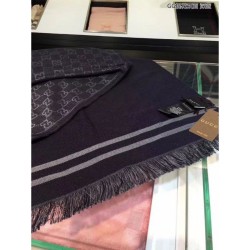 Fake Gucci GG Jacquard Pattern Knit Scarf With Fiinge Men Blue Replica