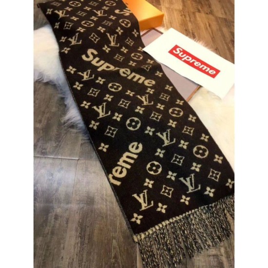 Replica Louis Vuitton  X Superme Cashmere Scarf Coffee
