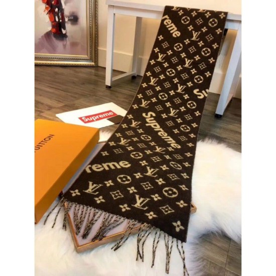 Replica Louis Vuitton  X Superme Cashmere Scarf Coffee