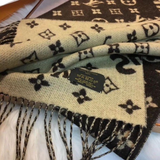 Replica Louis Vuitton  X Superme Cashmere Scarf Coffee