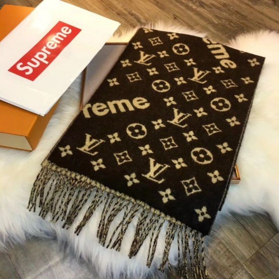 Replica Louis Vuitton  X Superme Cashmere Scarf Coffee