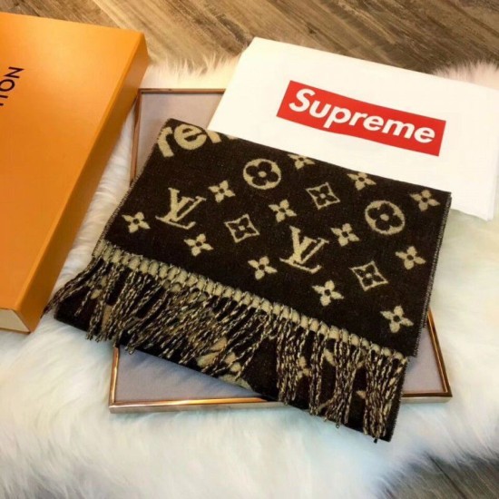 Replica Louis Vuitton  X Superme Cashmere Scarf Coffee