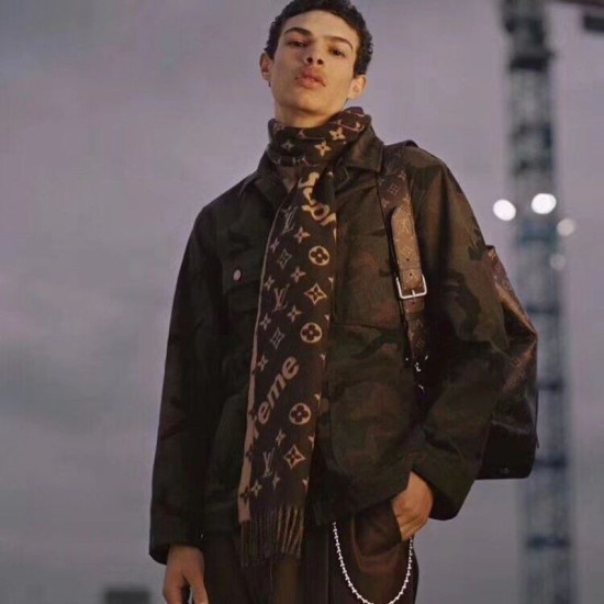 Replica Louis Vuitton  X Superme Cashmere Scarf Coffee