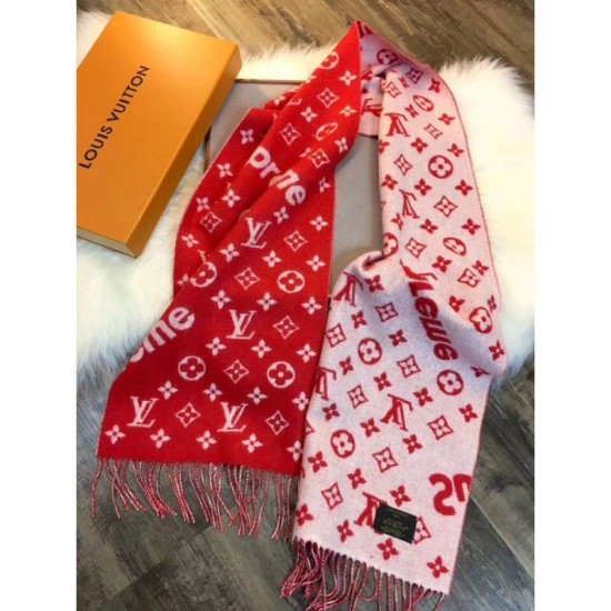 Replica Louis Vuitton  X Superme Cashmere Scarf Red