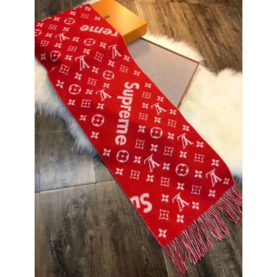 Replica Louis Vuitton  X Superme Cashmere Scarf Red