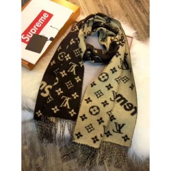 Replica Louis Vuitton  X Superme Cashmere Scarf Coffee