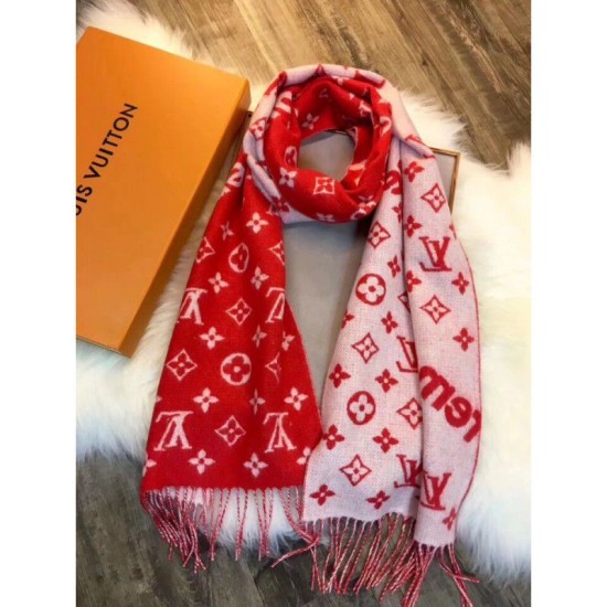 Replica Louis Vuitton  X Superme Cashmere Scarf Red