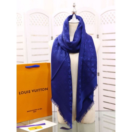 Replica Louis Vuitton Denim Monogram Shawl 140 M71376