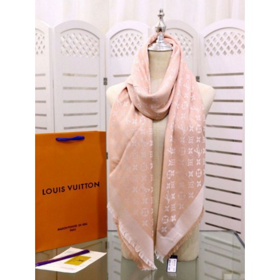 Replica Louis Vuitton Denim Monogram Shawl 140 Pink