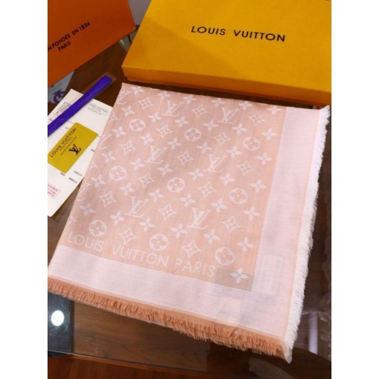 Replica Louis Vuitton Denim Monogram Shawl 140 Pink