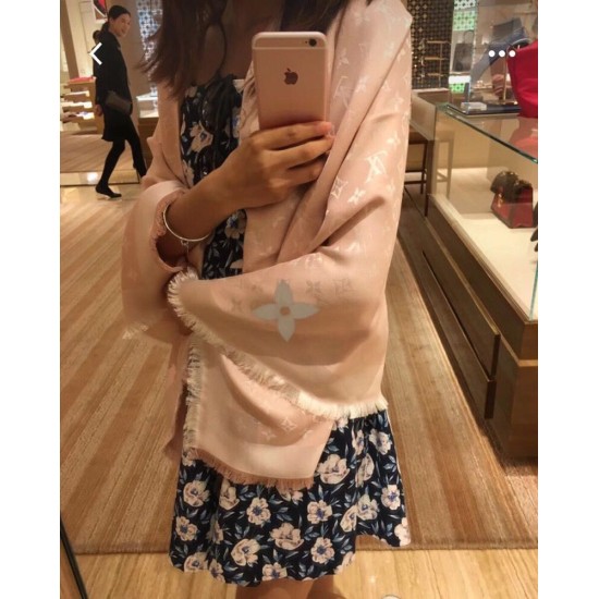 Replica Louis Vuitton Denim Monogram Shawl 140 Pink