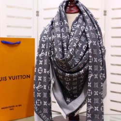 Replica Louis Vuitton Denim Monogram Shawl 140 M71378 Black