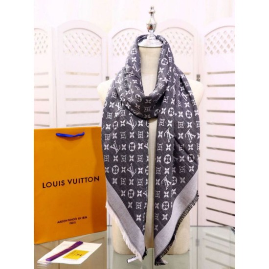 Replica Louis Vuitton Denim Monogram Shawl 140 M71378 Black
