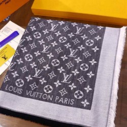 Replica Louis Vuitton Denim Monogram Shawl 140 M71378 Black