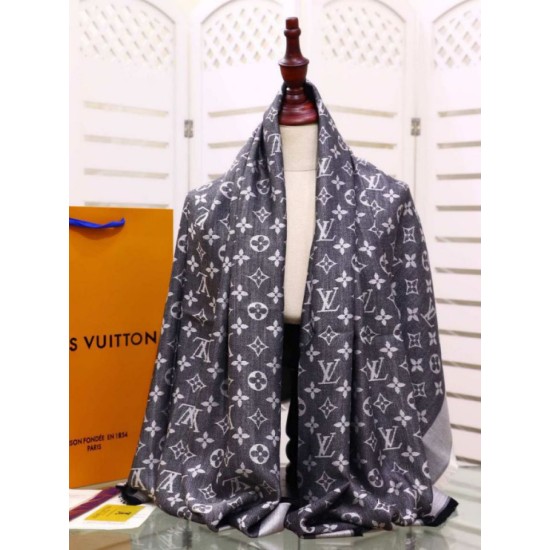 Replica Louis Vuitton Denim Monogram Shawl 140 M71378 Black