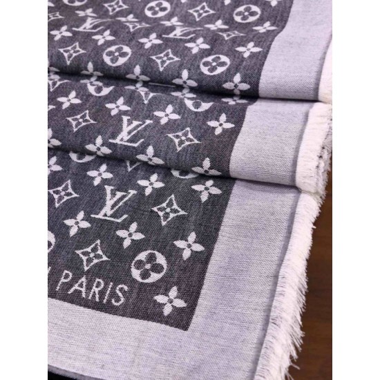 Replica Louis Vuitton Denim Monogram Shawl 140 M71378 Black